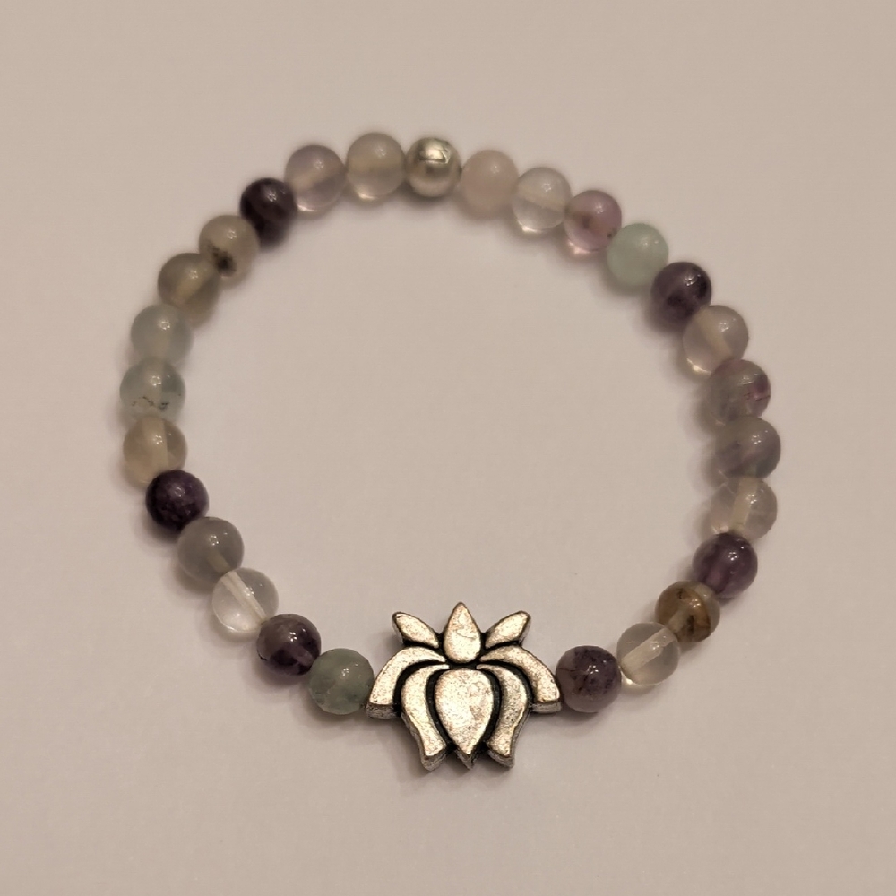Lotus Charm Multicolor Beaded Bracelet